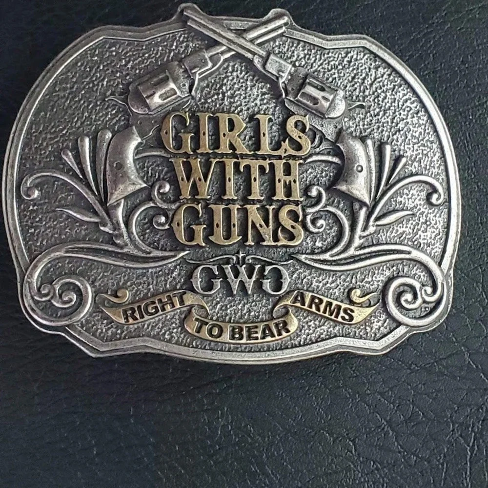 Montana Silversmiths Girls With Guns Right To Bear Arms Belt Buckle GWG Silver